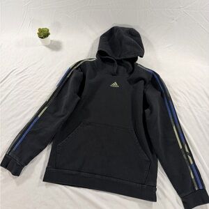 Vintage Adidas Center Logo Hoodie Black / Camo Size S Black Green Blue